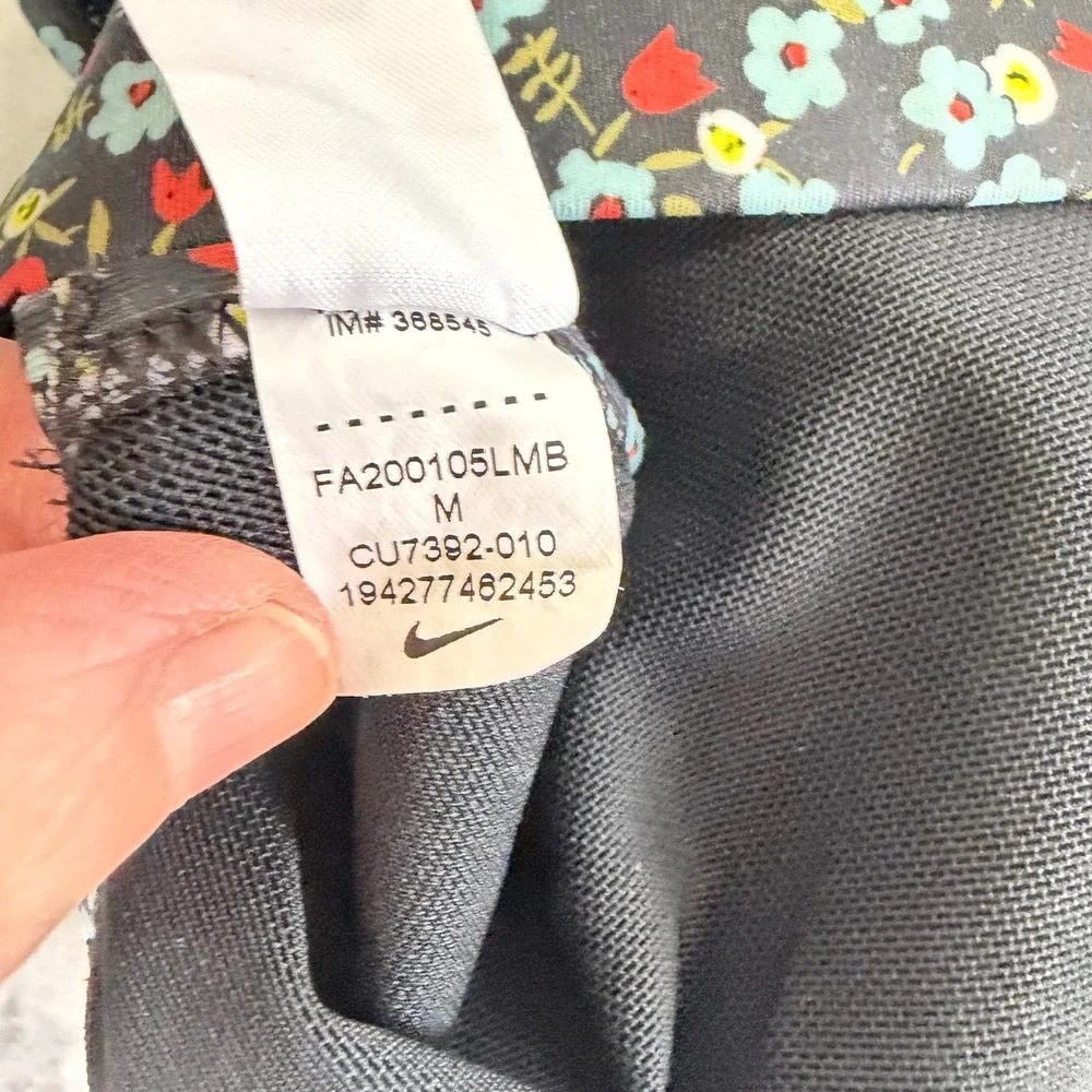 Nike Sports Bra Medium Black Multi Floral Mesh Racerback